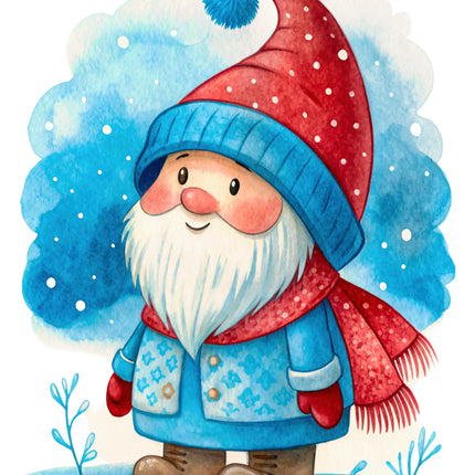winter gnome cotton fabric panel