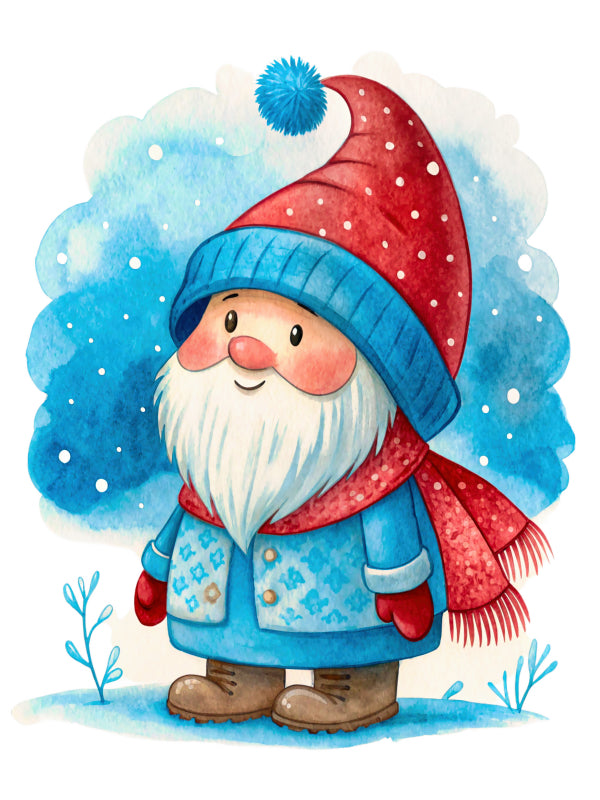 winter gnome cotton fabric panel