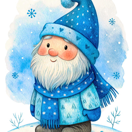 winter gnome cotton fabric panel