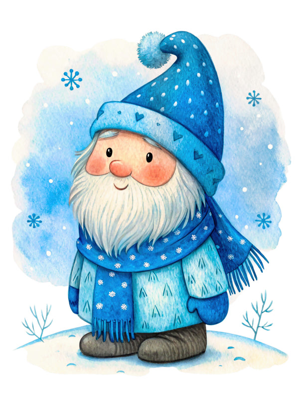 winter gnome cotton fabric panel