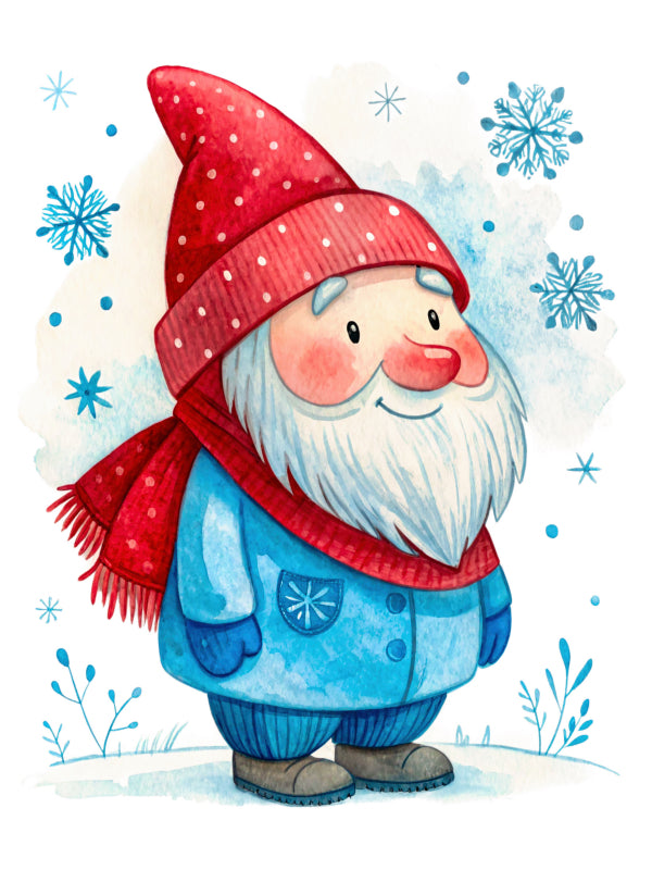 winter gnome cotton fabric panel