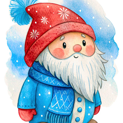 winter gnome cotton fabric panel