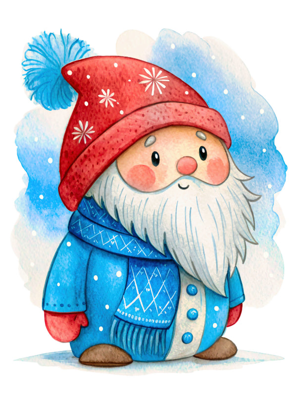 winter gnome cotton fabric panel
