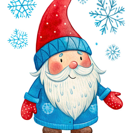 winter gnome cotton fabric panel