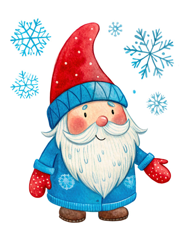 winter gnome cotton fabric panel
