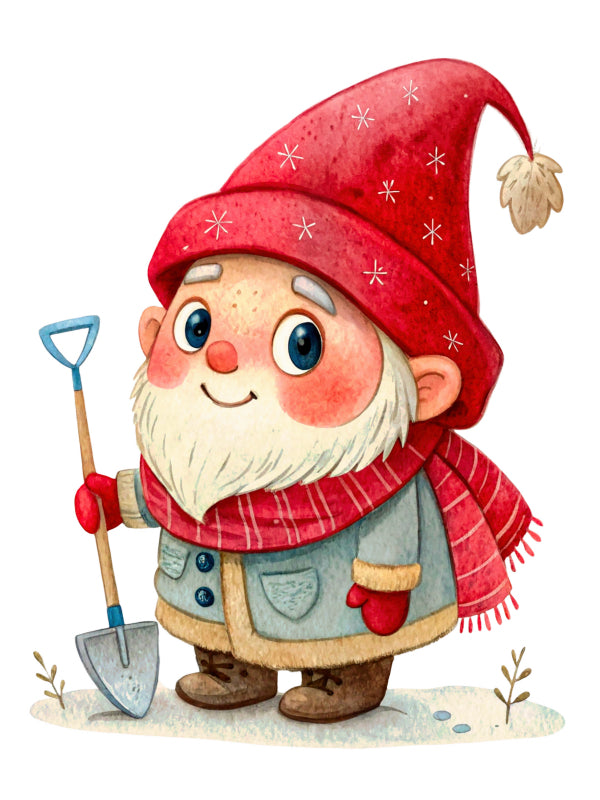winter gnome cotton fabric panel