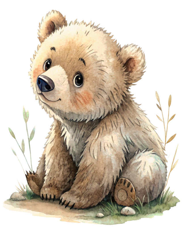 bear cotton fabric panel