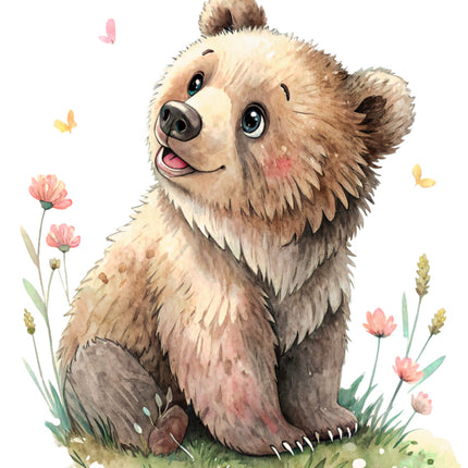 bear cotton fabric panel