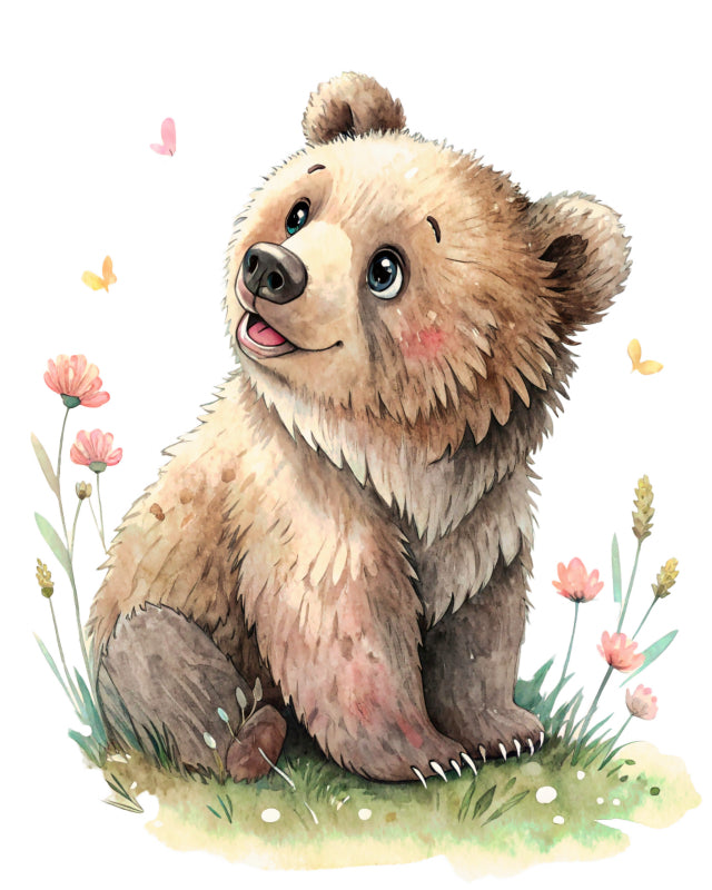 bear cotton fabric panel