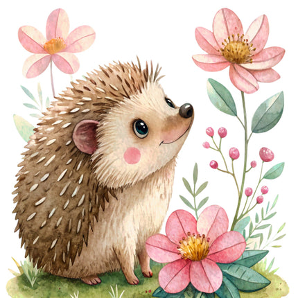 hedgehog cotton fabric panel