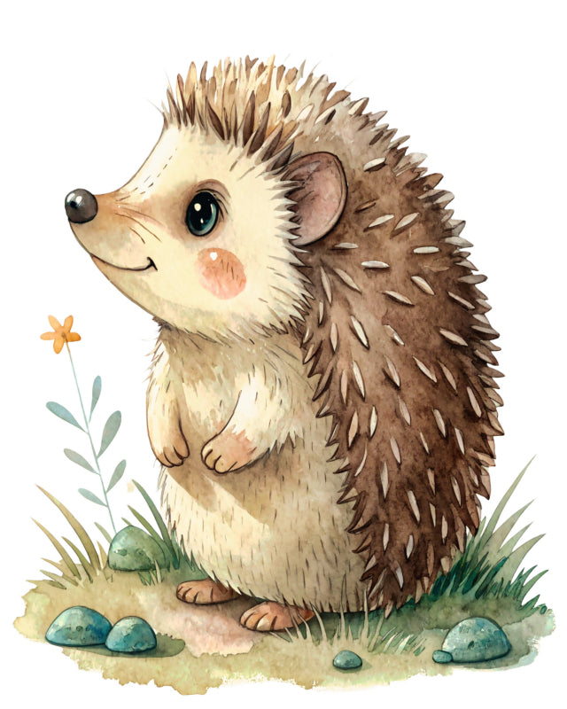 hedgehog cotton fabric panel