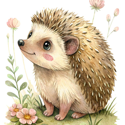 hedgehog cotton fabric panel