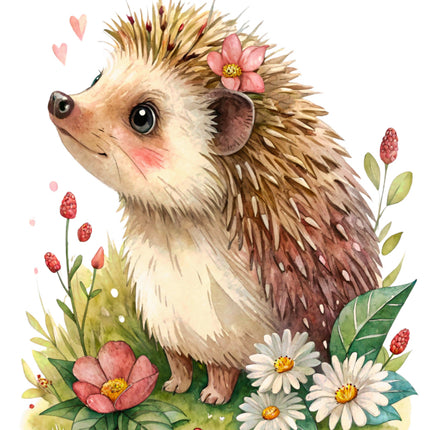 hedgehog cotton fabric panel