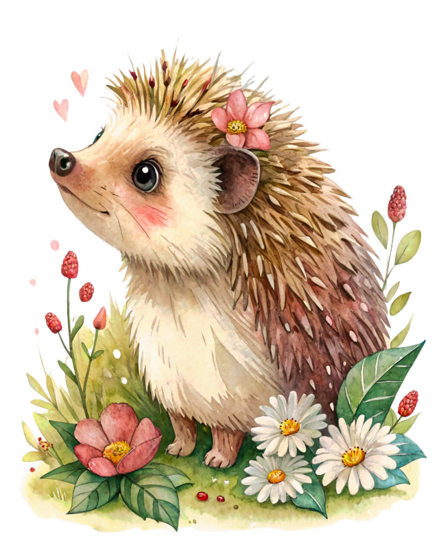 hedgehog cotton fabric panel