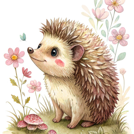 hedgehog cotton fabric panel