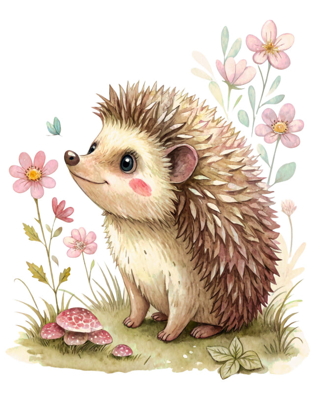hedgehog cotton fabric panel