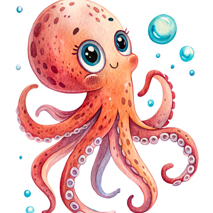 Octopus 100% Cotton Fabric Panel Block CC447