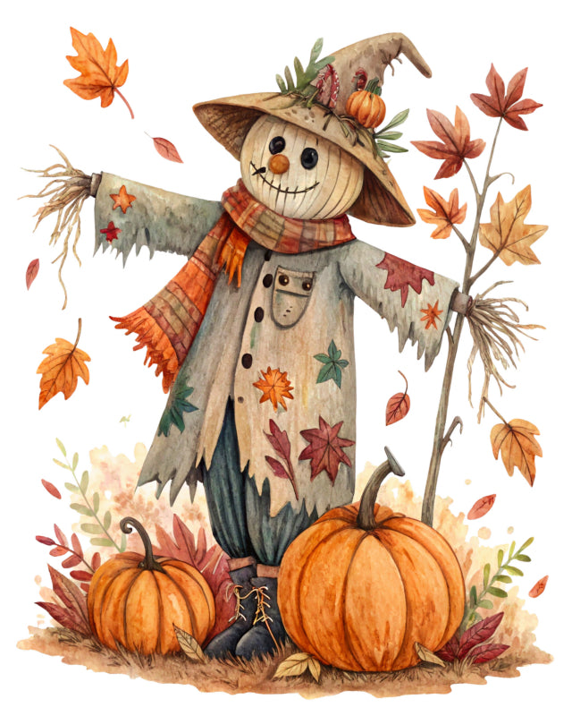 halloween scarecrow cotton fabric panel