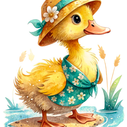 Duckling Duck 100% Cotton Fabric Panel Block CC466