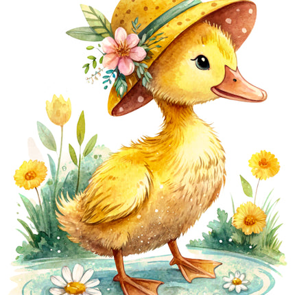 Duckling Duck 100% Cotton Fabric Panel Block CC471