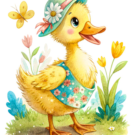 Duckling Duck 100% Cotton Fabric Panel Block CC472