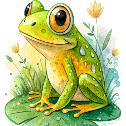 green frog fabric panel