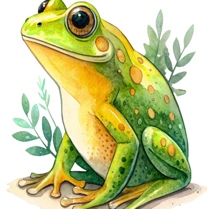 green frog fabric panel