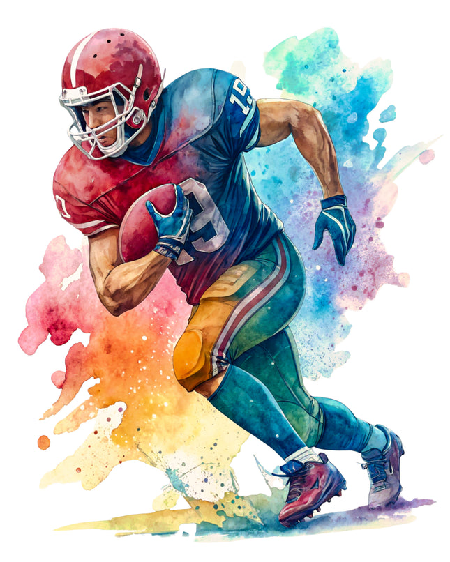 Football Player 100% Cotton Fabric Panel Block CC486