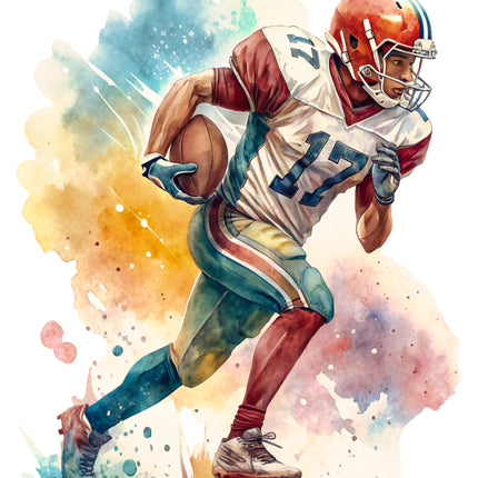 Football Player 100% Cotton Fabric Panel Block CC496