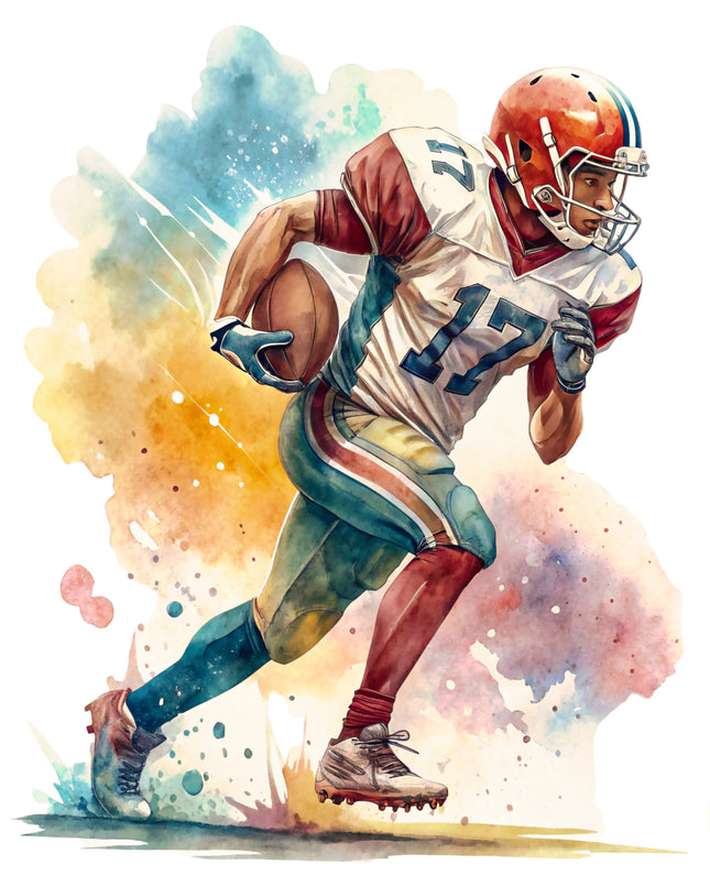 Football Player 100% Cotton Fabric Panel Block CC496