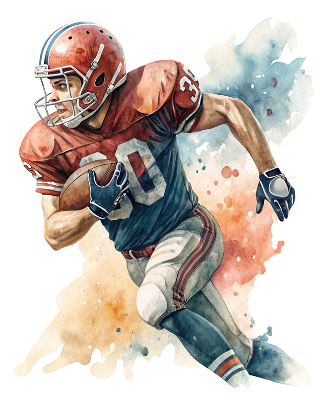 Football Player 100% Cotton Fabric Panel Block CC497