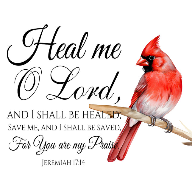 Bible Verse Jeremiah 17:14 Scripture 100% Cotton Fabric Panel Block DI125