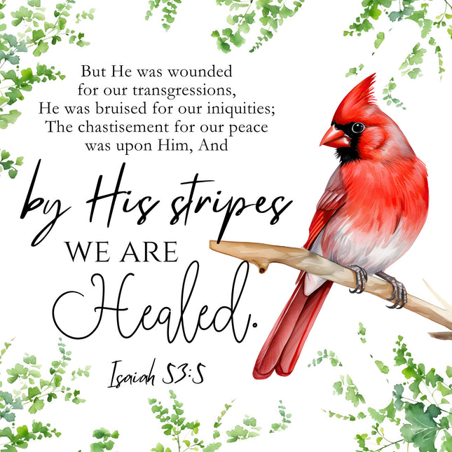 Bible Verse Isaiah 53:5 Scripture 100% Cotton Fabric Panel Block DI130