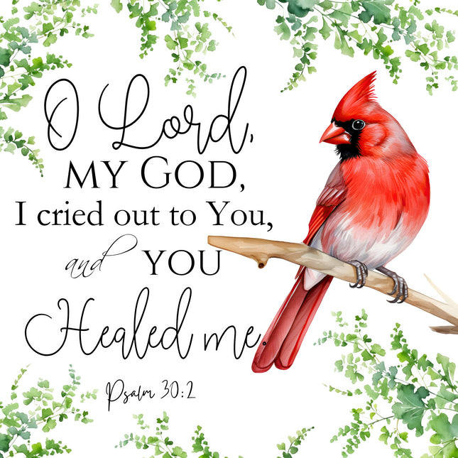 Bible Verse Psalm 30:2 Scripture 100% Cotton Fabric Panel Block DI123