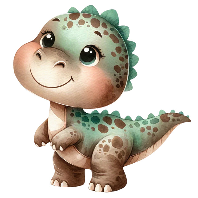 Cartoon dinosaur with a smiling expression fabric panel