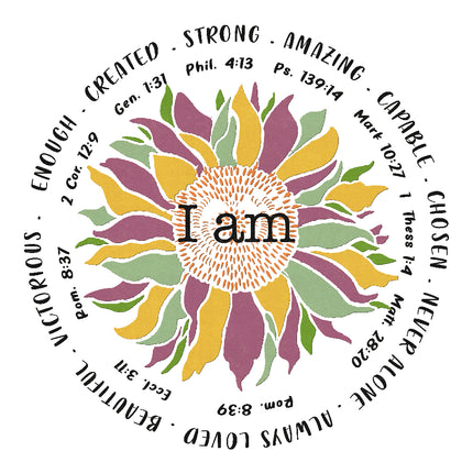 Colorful sunflower design with motivational phrases fabric panel