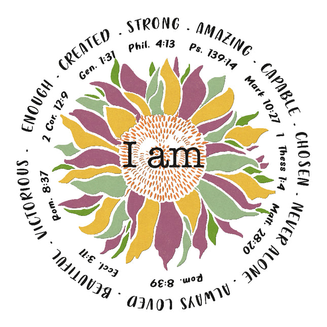 Colorful sunflower design with motivational phrases fabric panel