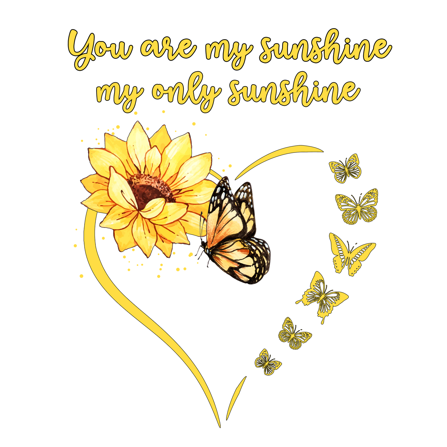 You Are My Sunshine 100% Cotton Fabric Panel Block | Quilting Sewing Square D352