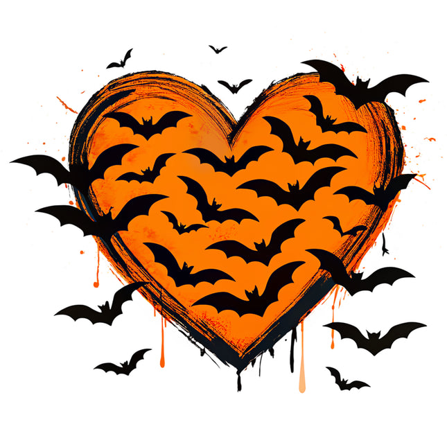 Halloween Bats Heart 100% Cotton Fabric Panel Block DD106