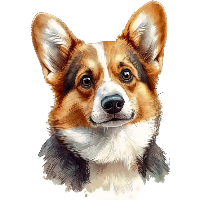 Illustration of a corgi dog fabric panel
