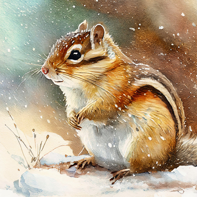 Illustration of a chipmunk in the snow