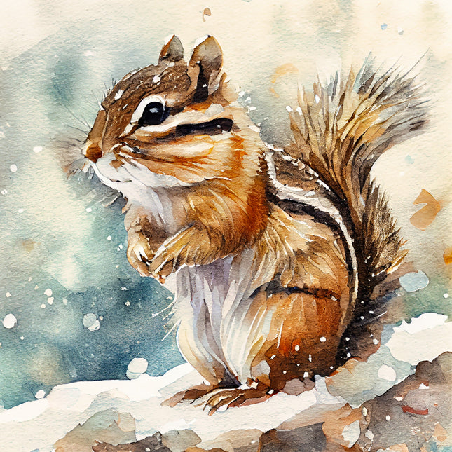 Watercolor illustration of a squirrel fabric panel