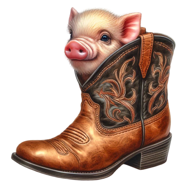 Pig in Boot 100% Cotton Fabric Panel Block DD1233