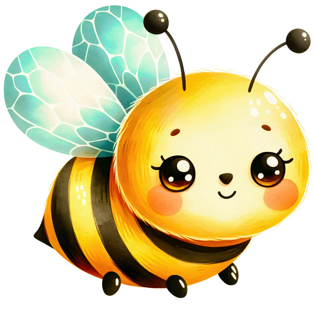 Cartoon bee with a smiling face fabric panel