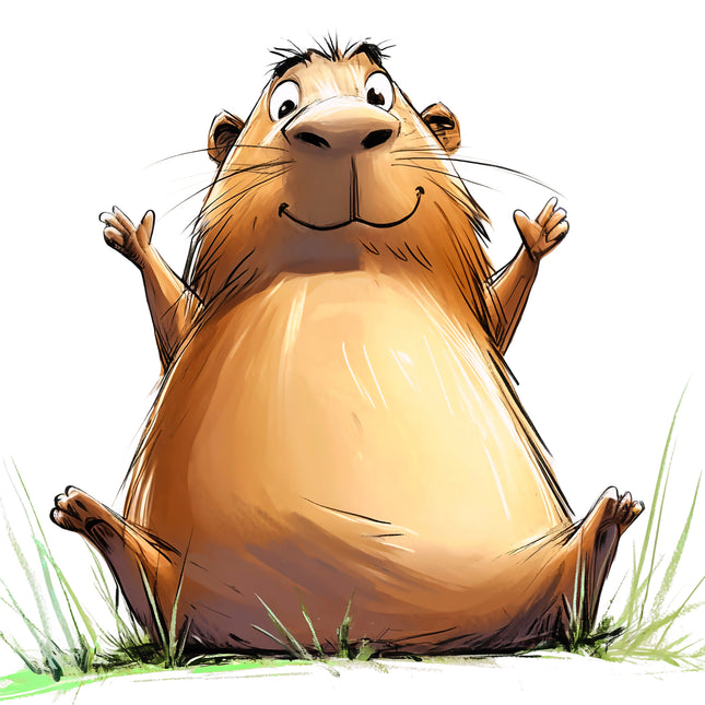 Humor Capybara 100% Cotton Fabric Panel Block DD1717