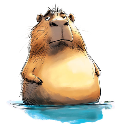 Humor Capybara 100% Cotton Fabric Panel Block DD1721