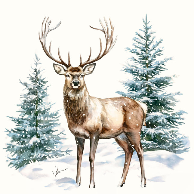 Winter Deer 100% Cotton Fabric Panel Block DD176