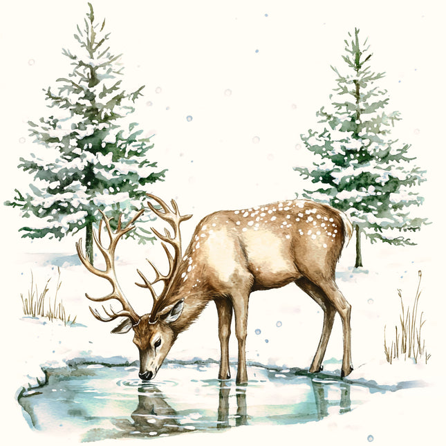 Winter Deer 100% Cotton Fabric Panel Block DD177
