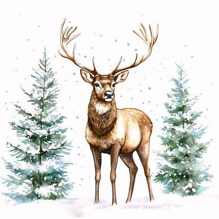 Winter Deer 100% Cotton Fabric Panel Block DD185