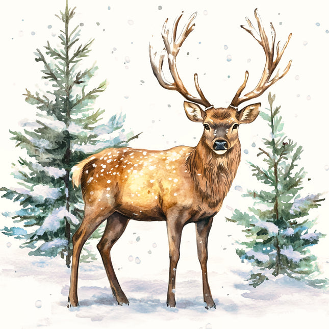 Winter Deer 100% Cotton Fabric Panel Block DD187